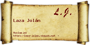 Laza Jolán névjegykártya